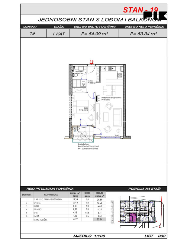 Dvosoban stan 53 m2 - Široki Brijeg Hills Residence 3 9