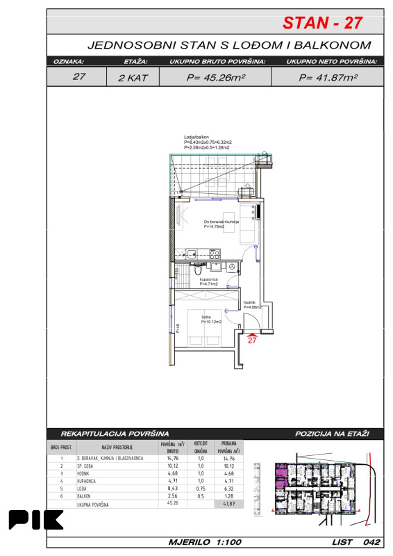 Dvosoban stan 42 m2 - Široki Brijeg Hills Residence 3 10