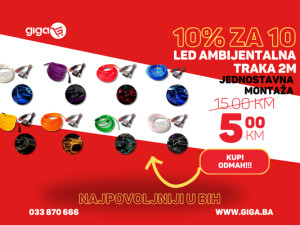 GIGA.BA AMBIJENTALNA SVIJETLECA TRAKA ZA AUTO NEON 2M 12V