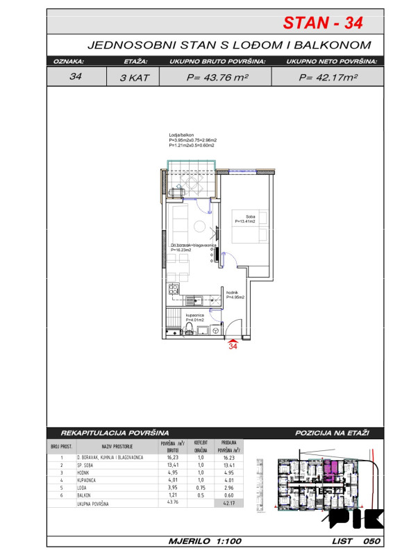 Dvosoban stan 42 m2 - Široki Brijeg Hills Residence 3 9