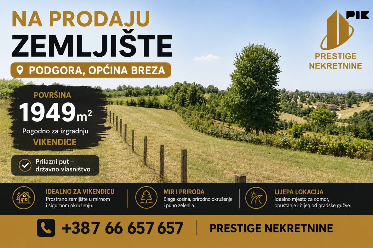 Zemljište 1.949 m2 - Podgora Breza - Idealno za vikendicu