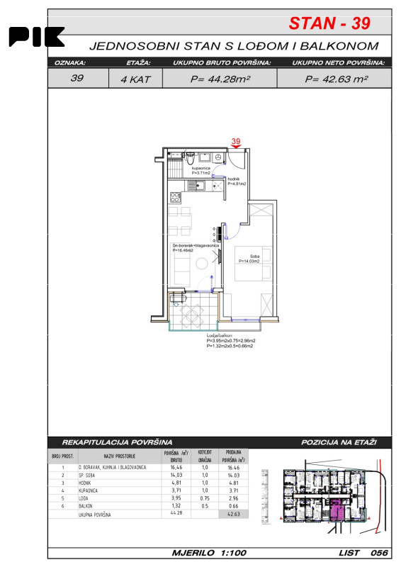 Dvosoban stan 43 m2 - Široki Brijeg Hills Residence 3 11