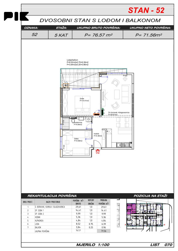 Trosoban stan 72 m2 - Široki Brijeg Hills Residence 3 10