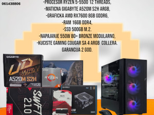 Gaming PC Ryzen 5-5500, RX7600 8GB, 16GB RAM, SSD 500