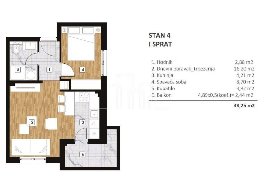 Stan Pale Novogradnja sa jednom spavaćom 38,25m2 23
