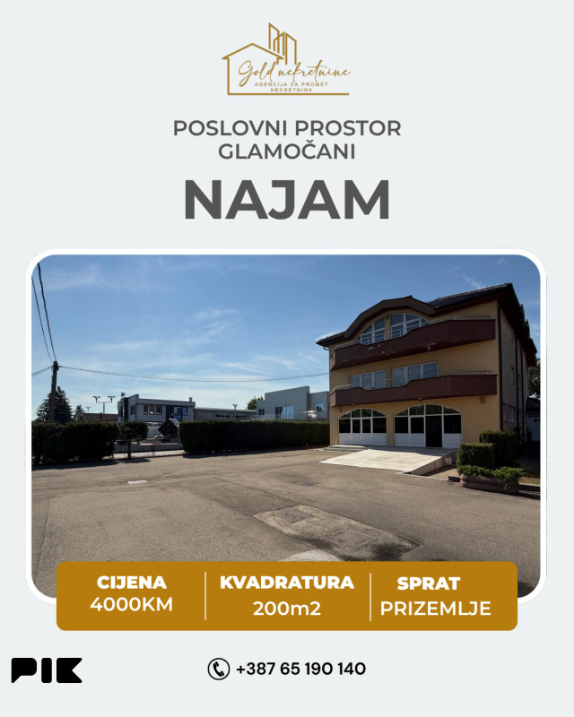 Poslovni prostor 200m2 sa prilazom sa glavne ceste, Glamočani