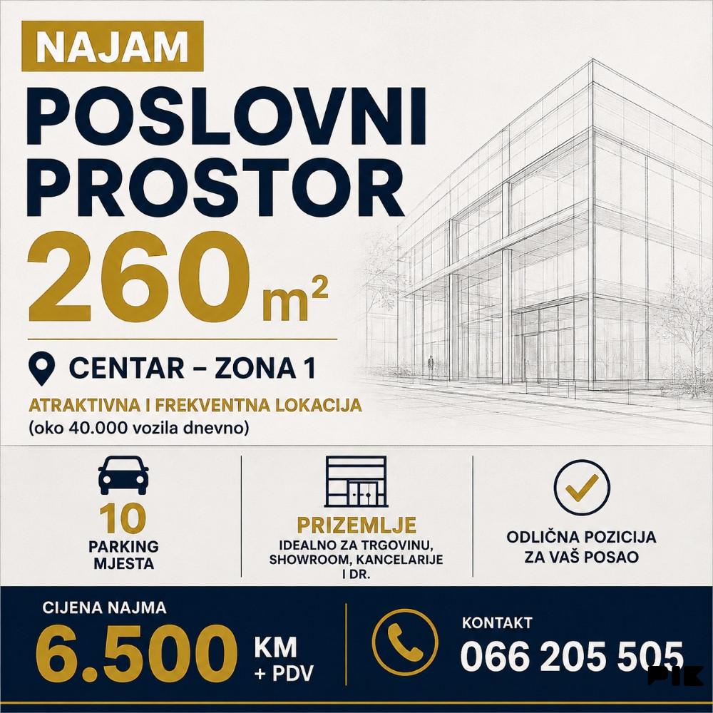 Commercial Space 260m² Center Zone 1 Banja Luka