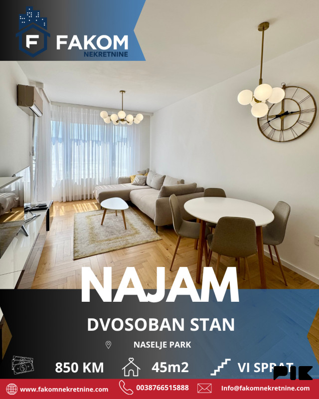 Iznajmljuje se namješten dvosoban stan u naselju Park