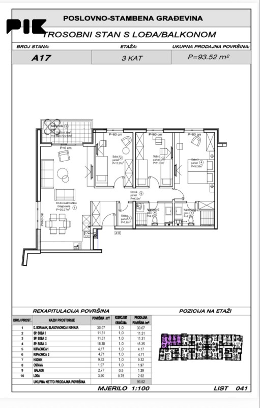 Ljubuški Living / trosobni stan 93.52m2 A17 u izgradnji 6