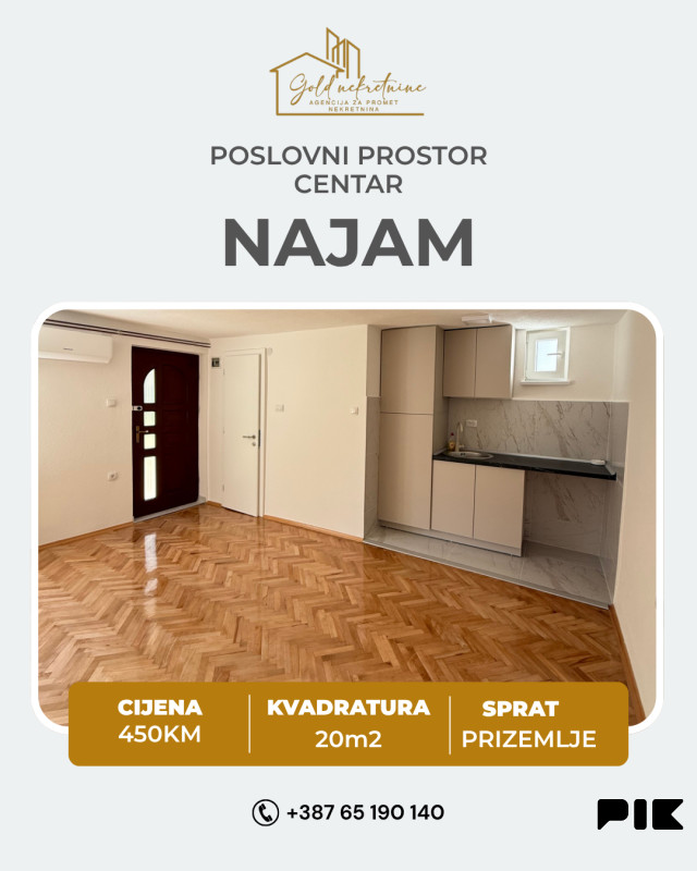 Iznajmljujemo poslovni prostor 20m2 u centru grada