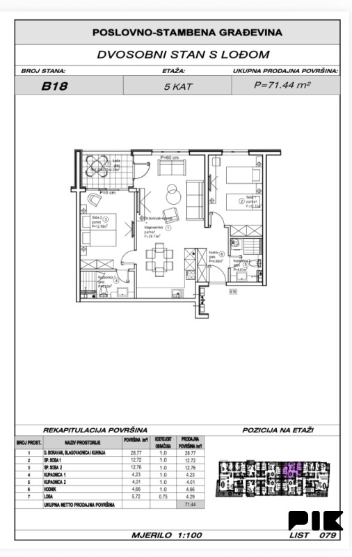 Ljubuški Living / dvosobni stan 71.44m2 B18 u izgradnji 6