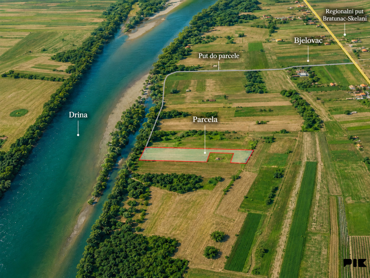 Zemljište uz Drinu - Bjelovac, Bratunac 3500 m2
