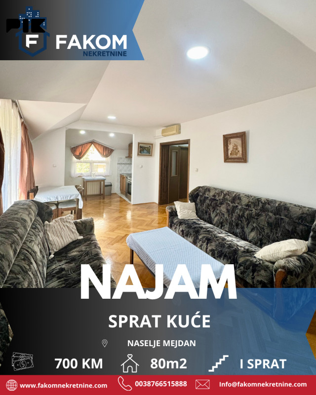 Iznajmljuje se namješten sprat kuće u naselju Mejdan