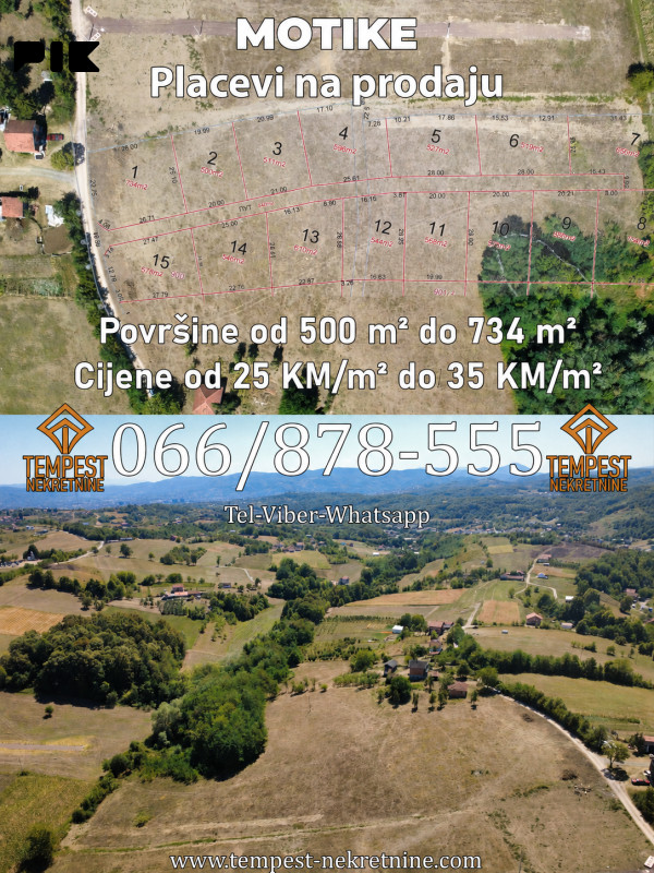 Placevi Motike, Banja Luka, od 500 m2 do 734 m2 8