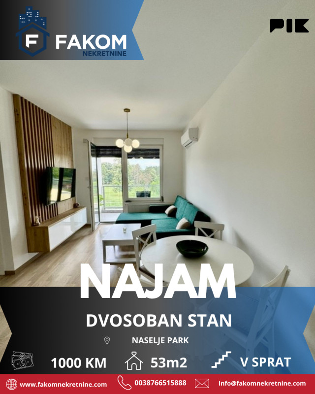 Iznajmljuje se dvosoban stan u naselju Park sa garažom