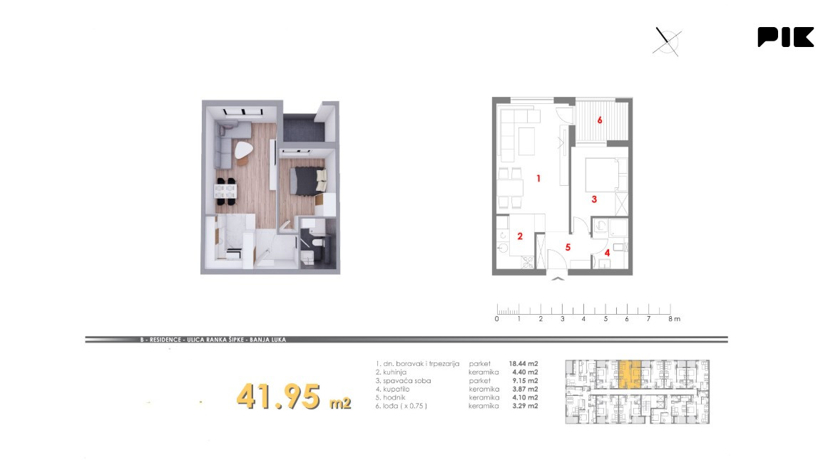 Dvosobni stanovi u izgradnji 42m2, NASELJE MJESEC Banjaluka 3