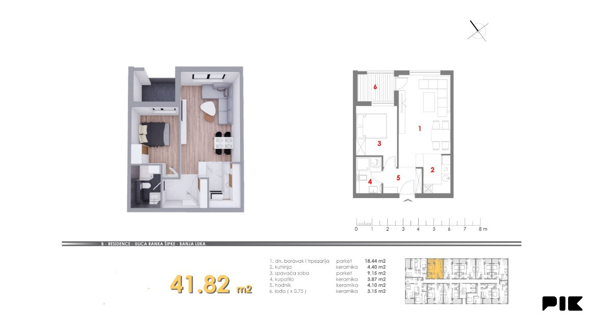 Dvosobni stanovi u izgradnji 42m2, NASELJE MJESEC Banjaluka 2