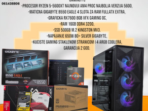 Gaming PC Ryzen 5-5600XT, RX7600, 16GB RAM, 500GB SSD