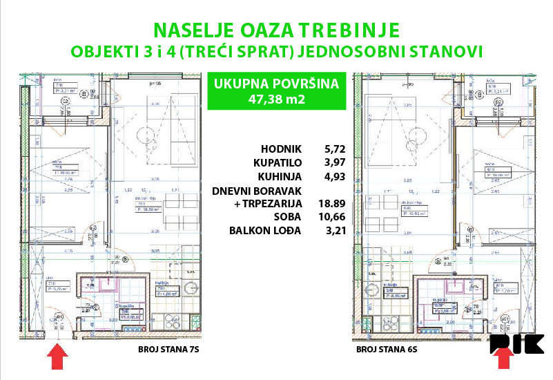 Stan Trebinje 47.38m2 - Naselje OAZA 4
