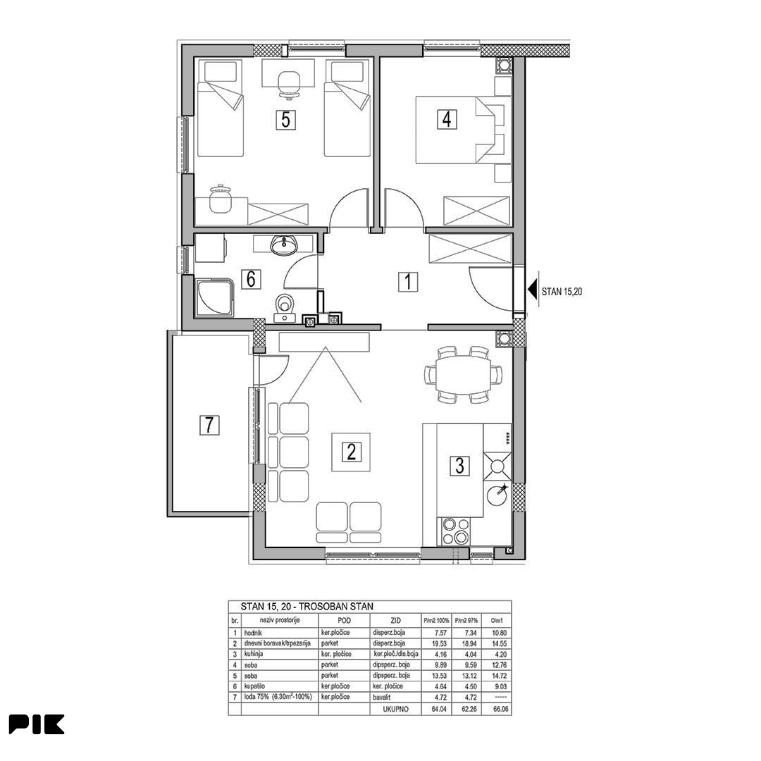 Stan Bijeljina 63m2