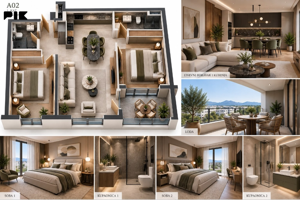 Ljubuški Living / dvosobni stan 71.44m2 A02 u izgradnji