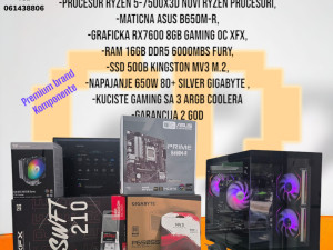 Gaming PC Ryzen 5-7500X3D, RX7600, 16GB DDR5, 500GB SSD