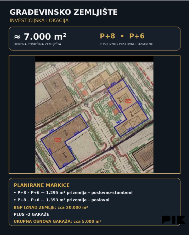 GRAĐEVINSKO ZEMLJIŠTE 7.000m2 - RAJLOVAC I P+8 I P+6