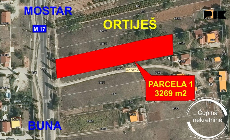 PRODAJA 2 PARCELE, ORTIJEŠ, MOSTAR 2