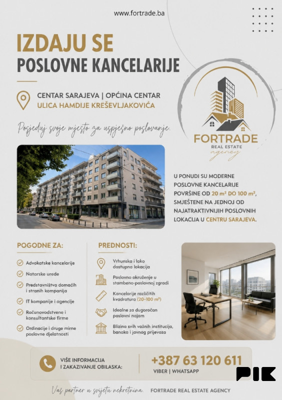 Poslovni prostori Sarajevo - Centar od 20m2 do 100m2 2