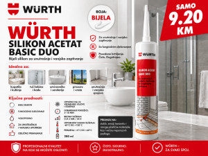 Wurth Silikon Acetat Basic Duo Bijeli 280 ml