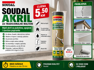 Soudal akril za fasade 280ml - pukotine na zidovima i fasadama
