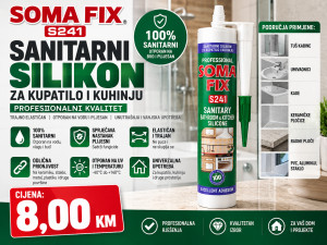 Somafix S241 sanitarni silikon bijeli 280ml - kupatilo i kuhinja
