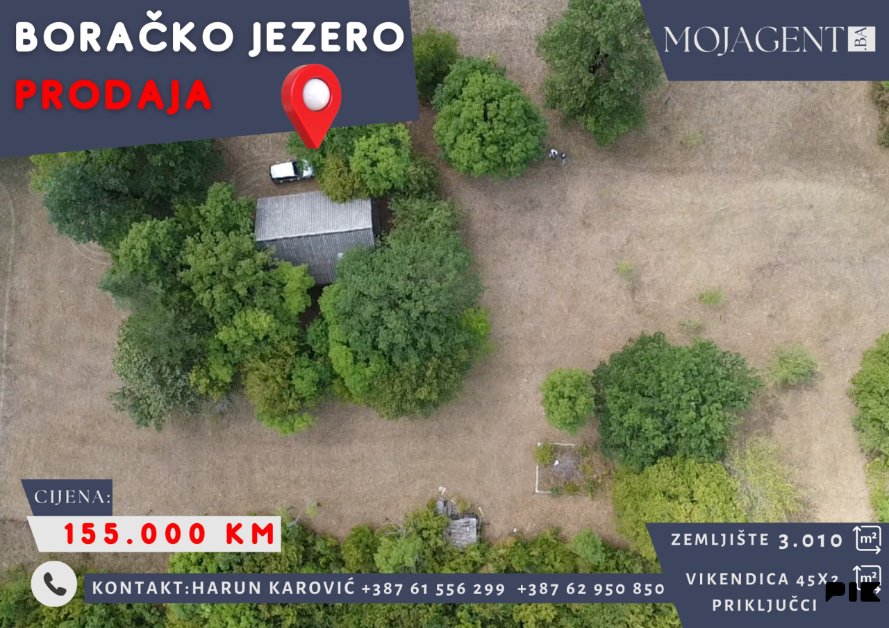 VIKENDICA I ZEMLJIŠTE - BORAČKO JEZERO - 3.010 m2 - mojagent.ba