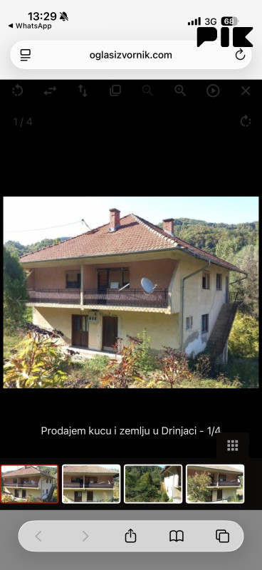 Prodajem kucu i zemlju  u Drinjaci ZVORNIK