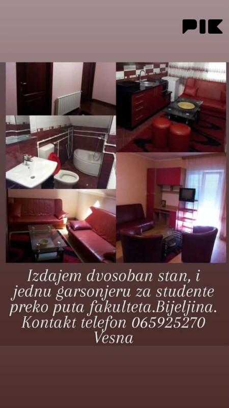 Izdavanje 2 garsonjere i stana Bijeljina 2