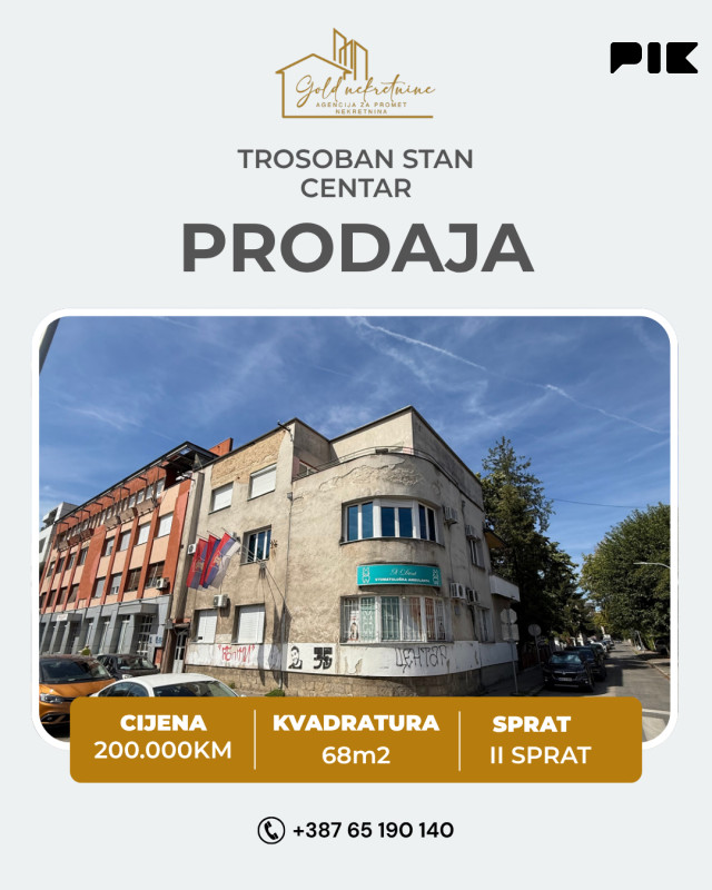 Na prodaju trosoban stan u samom centru grada