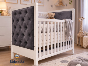 Krevetac za bebe bebu djeciji drveni sa ladicom sivi Lala NOVO