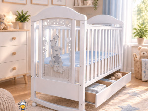 Krevetac za bebe bebu djeciji drveni sa ladicom DARIS krevet NOVO