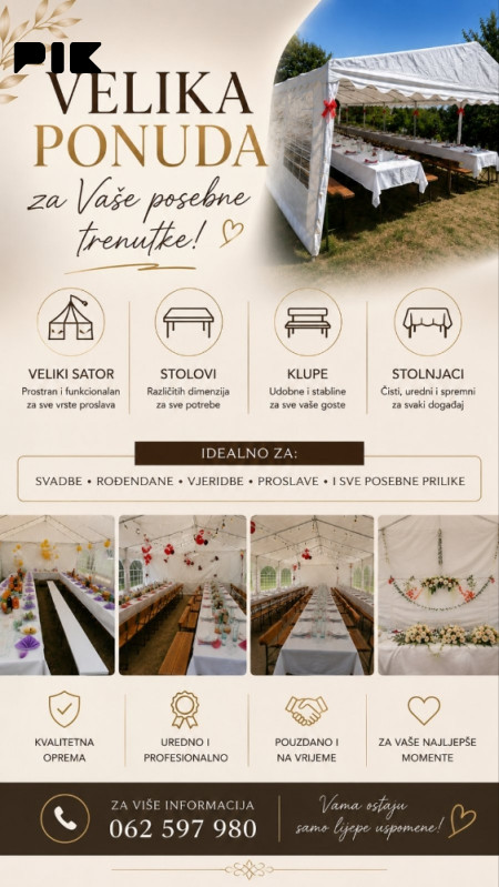 Iznajmljivanje satora i ostale opreme