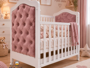 Krevetac za bebe bebu djeciji drveni sa ladicom roze ROYAL NOVO
