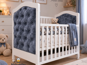 Krevetac za bebe bebu djeciji drveni sa ladicom sivi ROYAL NOVO