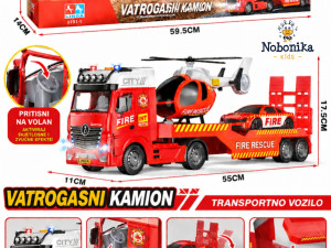 Veliki vatrogasni kamion 55cm na baterije helikopter i auto NOVO