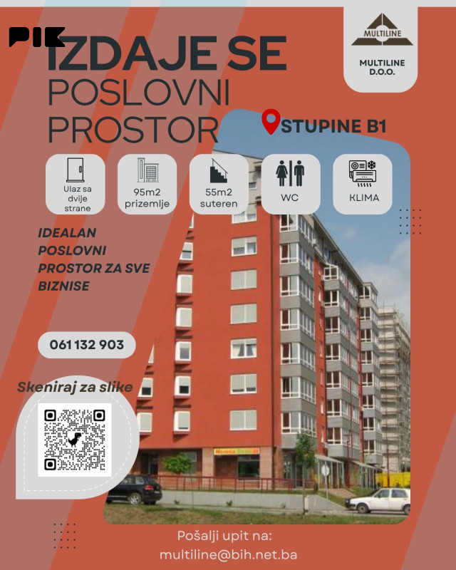 Poslovni prostor Tuzla - Stupine B1 95m2 PRIZEMLJE + 55m2 SUTEREN