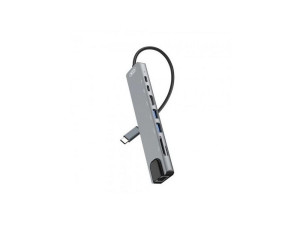 XO HUB003 8 u 1 USB-C Adapter Sivi