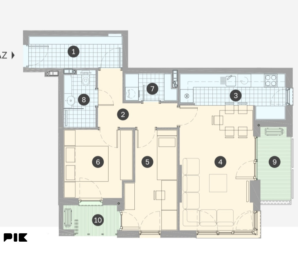 TROSOBAN STAN, 70m2, BORIK, AUDI CENTAR 2