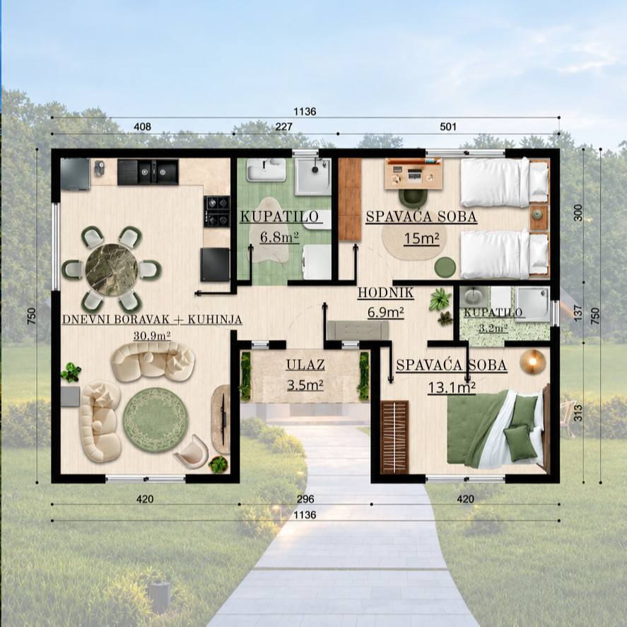 80m2 - 62400 (AKCIJA) Montazna Kuca 2
