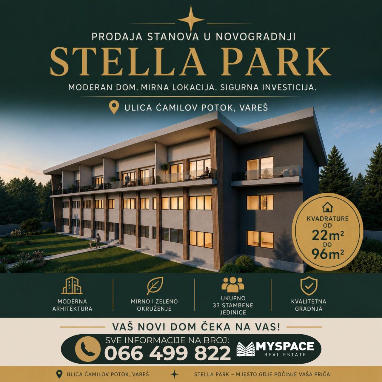 MY SPACE/ Prodaja stanova/ STELLA PARK/ Vares/ 22m2-96m2