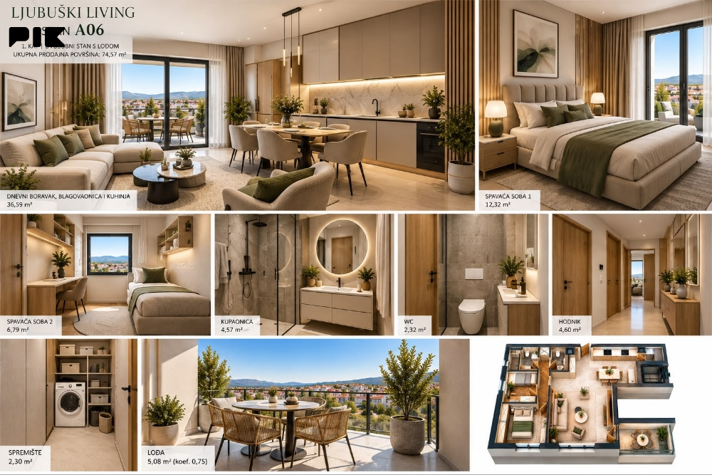 Ljubuški Living / dvosobni stan 74.57m2 A06 u izgradnji