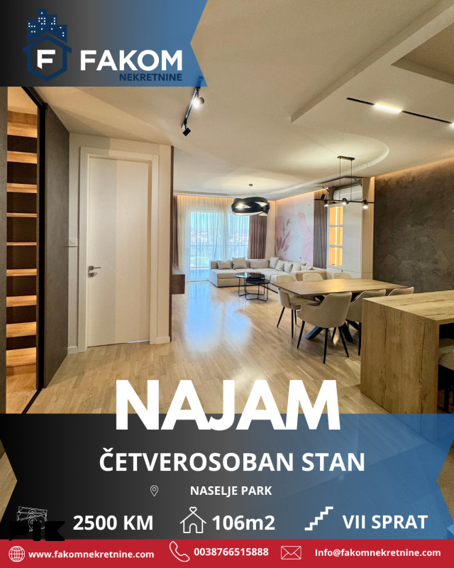 Iznajmljuje se LUX četverosoban stan u naselju Park