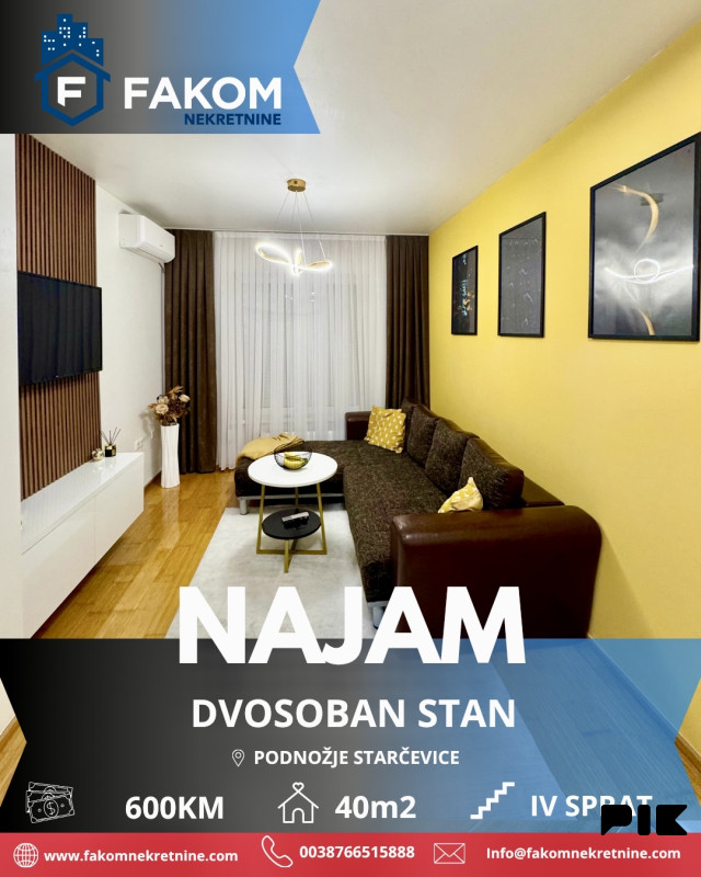 Iznajmljuje se dvosoban stan u podnožju Starčevice